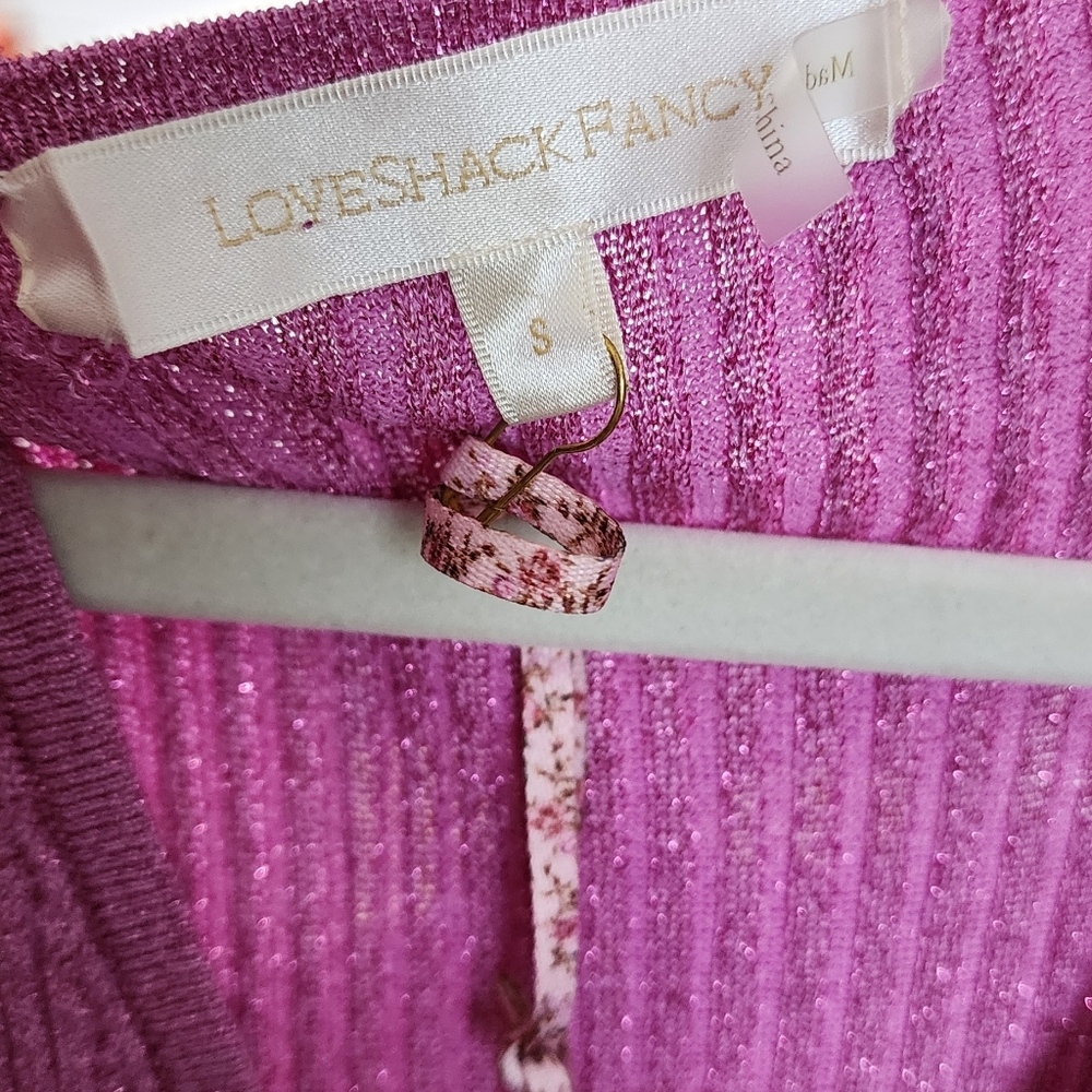 LoveShackFancy Bernette Orchid Sparkle Sexy Cutout Knit Dress - Picture 8 of 10